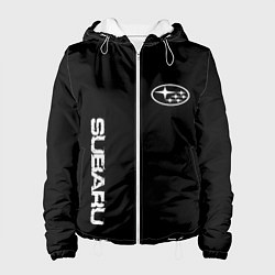 Куртка с капюшоном женская Subaru logo white, цвет: 3D-белый