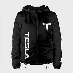 Куртка с капюшоном женская Tesla logo white, цвет: 3D-черный