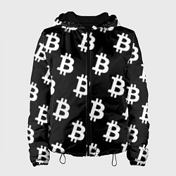 Куртка с капюшоном женская Биткоин блокчейн, цвет: 3D-черный