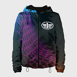 Куртка с капюшоном женская FAW neon hexagon, цвет: 3D-черный