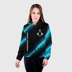 Куртка с капюшоном женская Assassins Creed неоновые лампы, цвет: 3D-черный — фото 2