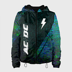 Куртка с капюшоном женская AC DC glitch blue, цвет: 3D-черный