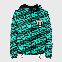 Куртка с капюшоном женская Juventus pattern logo steel, цвет: 3D-черный