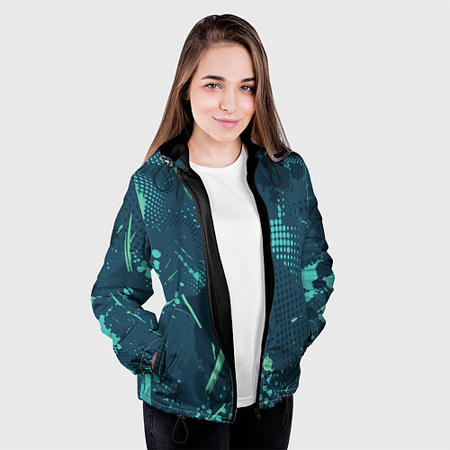 Женская куртка Яркий абстрактный узор для спорта / 3D-Черный – фото 3