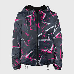 Куртка с капюшоном женская Яркий абстрактный узор для спорта, цвет: 3D-черный