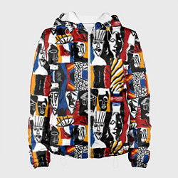 Куртка с капюшоном женская Лица и узоры, цвет: 3D-белый