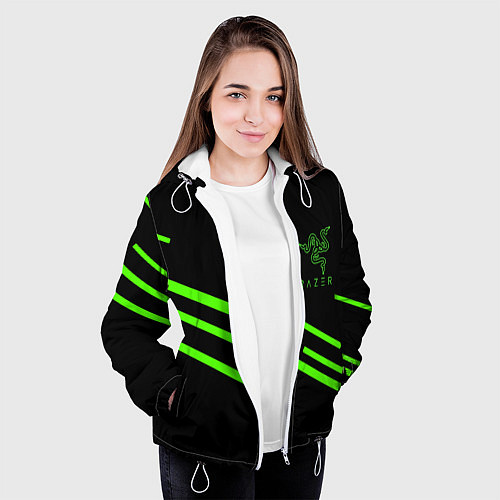 Женская куртка Razer line green / 3D-Белый – фото 3