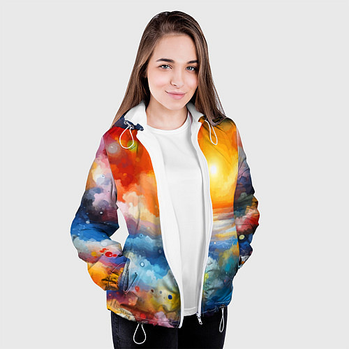 Женская куртка Закат солнца - разноцветные облака / 3D-Белый – фото 3