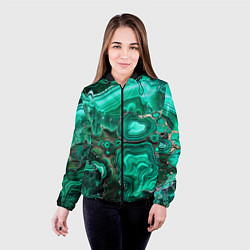 Куртка с капюшоном женская Малахит - зеленая текстура минерала, цвет: 3D-черный — фото 2