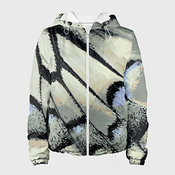 Куртка с капюшоном женская Абстракция - крыло бабочки, цвет: 3D-белый