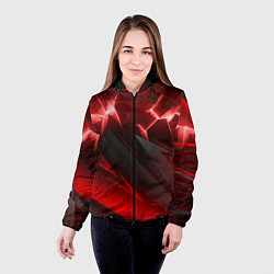 Куртка с капюшоном женская Яркая красная объемная абстракция, цвет: 3D-черный — фото 2