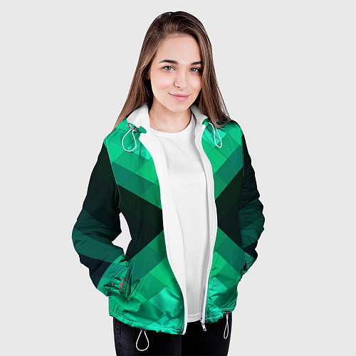 Женская куртка Изумрудная мозаика / 3D-Белый – фото 3