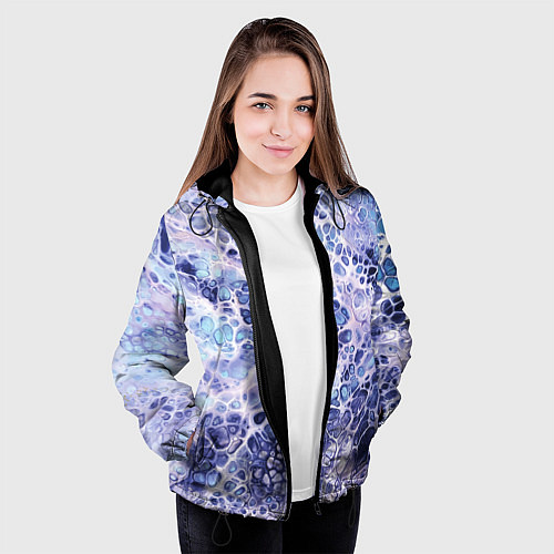 Женская куртка Абстракция текстура воды и мрамора / 3D-Черный – фото 3
