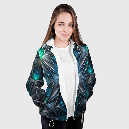 Женская куртка Темная текстура со свечением / 3D-Белый – фото 3