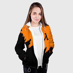 Куртка с капюшоном женская Half life чёрно оранжевый, цвет: 3D-белый — фото 2
