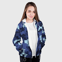 Куртка с капюшоном женская Пиксельный камуфляж текстура, цвет: 3D-белый — фото 2