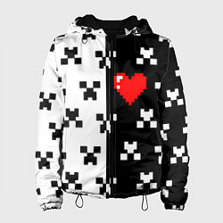 Куртка с капюшоном женская Minecraft pattern love, цвет: 3D-черный