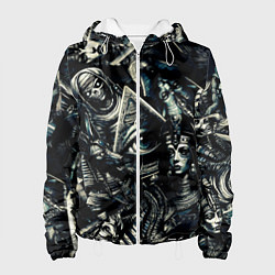 Куртка с капюшоном женская Глаз в пирамиде и Египетские Божества, цвет: 3D-белый