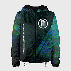 Куртка с капюшоном женская Three Days Grace glitch blue, цвет: 3D-черный