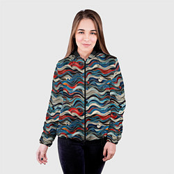 Куртка с капюшоном женская Разноцветные абстрактные волны, цвет: 3D-черный — фото 2