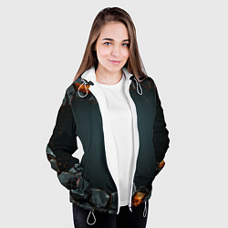 Куртка с капюшоном женская Текстурные темные и золотые камни, цвет: 3D-белый — фото 2