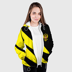 Куртка с капюшоном женская Россия текстура жёлтый, цвет: 3D-белый — фото 2