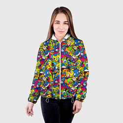 Куртка с капюшоном женская Сумасшедшие креативные коты, цвет: 3D-белый — фото 2