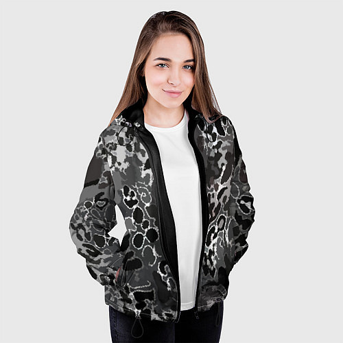 Женская куртка Чёрно-серый абстракция / 3D-Черный – фото 3