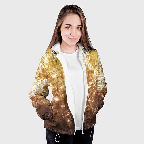 Женская куртка Абстракция - yellow sad weather / 3D-Белый – фото 3