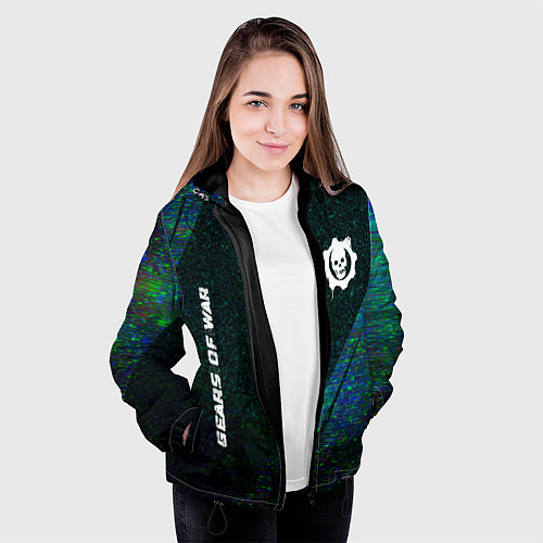 Женская куртка Gears of War glitch blue / 3D-Черный – фото 3