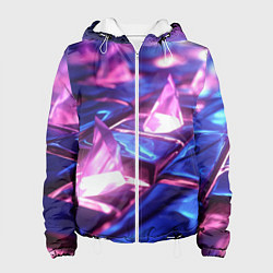 Куртка с капюшоном женская Абстракция из блестящих камней и плит, цвет: 3D-белый