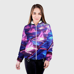 Куртка с капюшоном женская Абстракция из блестящих камней и плит, цвет: 3D-белый — фото 2