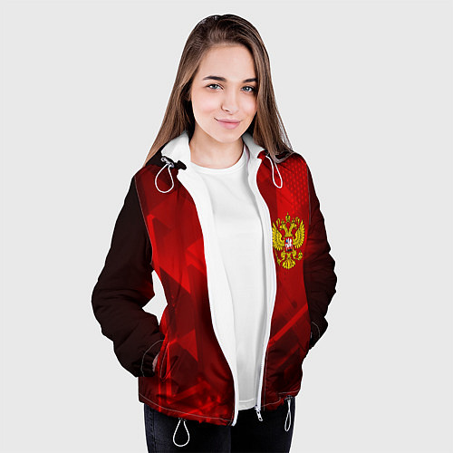 Женская куртка Россия герб текстура / 3D-Белый – фото 3