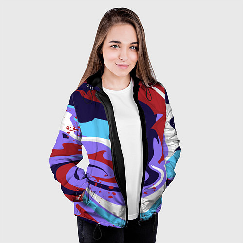 Женская куртка Клякса абстракция / 3D-Черный – фото 3