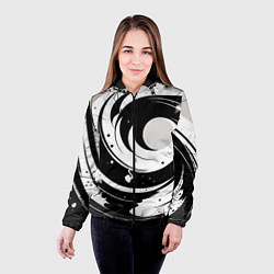 Куртка с капюшоном женская Экспрессивная абстракция - нейроарт, цвет: 3D-черный — фото 2
