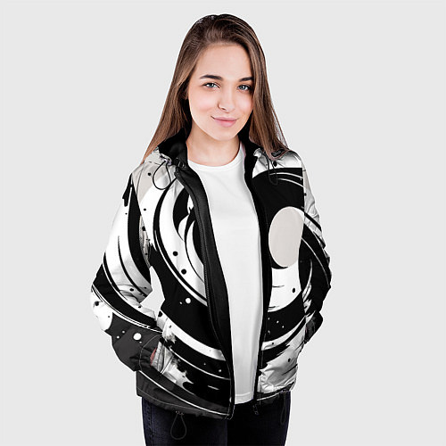 Женская куртка Экспрессивная абстракция - нейроарт / 3D-Черный – фото 3