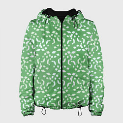 Куртка с капюшоном женская Мозаика на зеленом, цвет: 3D-черный