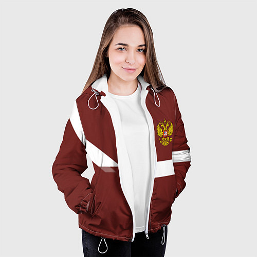 Женская куртка Россия спорт геометрия / 3D-Белый – фото 3