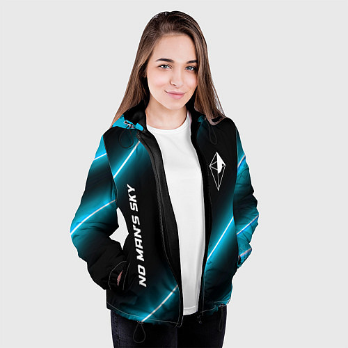 Женская куртка No Mans Sky неоновые светящиеся линии / 3D-Черный – фото 3