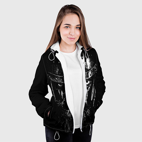 Женская куртка Суровый викинг в железном шлеме / 3D-Белый – фото 3