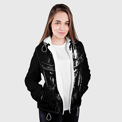 Куртка с капюшоном женская Суровый викинг в железном шлеме, цвет: 3D-белый — фото 2