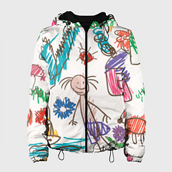 Куртка с капюшоном женская Детский принт, цвет: 3D-черный