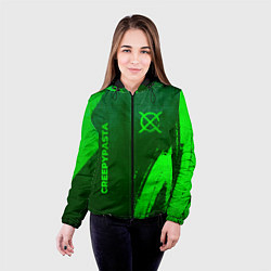 Куртка с капюшоном женская CreepyPasta - green gradient вертикально, цвет: 3D-черный — фото 2