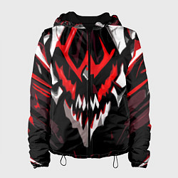 Куртка с капюшоном женская Абстрактное красное лицо монстра, цвет: 3D-черный