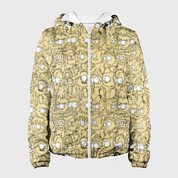 Куртка с капюшоном женская Дудл человечки носатые - паттерн, цвет: 3D-белый