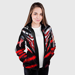 Куртка с капюшоном женская Абстрактная красная руна, цвет: 3D-черный — фото 2
