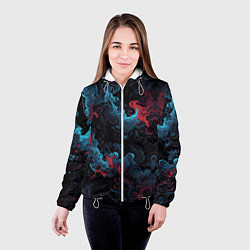 Куртка с капюшоном женская Цветные клубы дыма, цвет: 3D-белый — фото 2