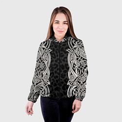Куртка с капюшоном женская Скандинавский кельтский узор, цвет: 3D-черный — фото 2