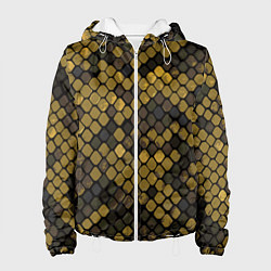 Куртка с капюшоном женская Змеиный камуфляж - текстура чешуи, цвет: 3D-белый