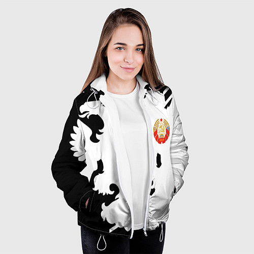 Женская куртка СССР текстура герб / 3D-Белый – фото 3